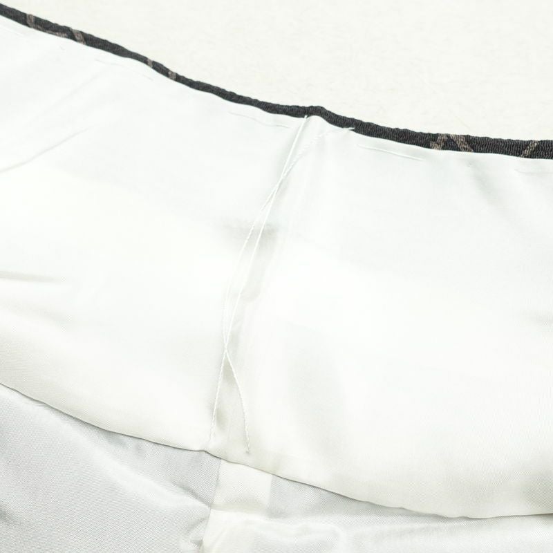 小紋 良品 縮緬 正絹 幾何学柄・抽象柄 袷仕立て 身丈158.5cm 裄丈66.5cm 小紋着物 グレー_画像17