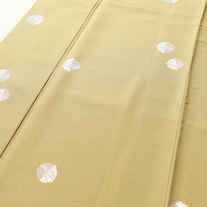 小紋 良品 縮緬 飛び柄 正絹 幾何学柄・抽象柄 袷仕立て 身丈166.5cm 裄丈67cm 黄・黄土色_画像5