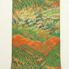 袋帯 全通柄 萬葉 良品 一般用 正絹 山 稲穂 風景柄 橙_画像8