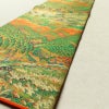 袋帯 全通柄 萬葉 良品 一般用 正絹 山 稲穂 風景柄 橙_画像9