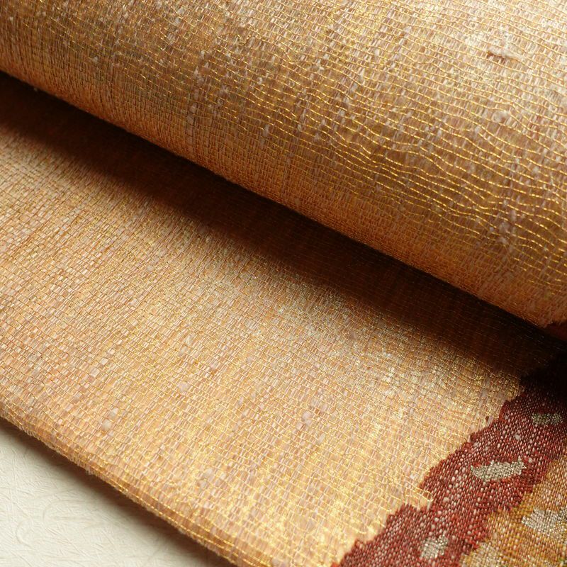 夏用袋帯 太鼓柄 良品 一般用 正絹 幾何学柄・抽象柄 ベージュ_画像7