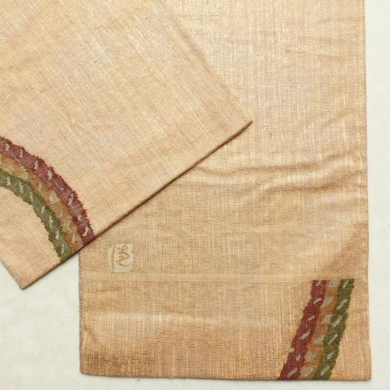 夏用袋帯 太鼓柄 良品 一般用 正絹 幾何学柄・抽象柄 ベージュ_画像14