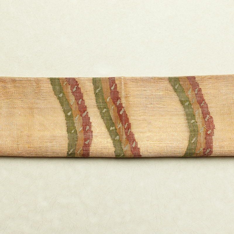 夏用袋帯 太鼓柄 良品 一般用 正絹 幾何学柄・抽象柄 ベージュ_画像17