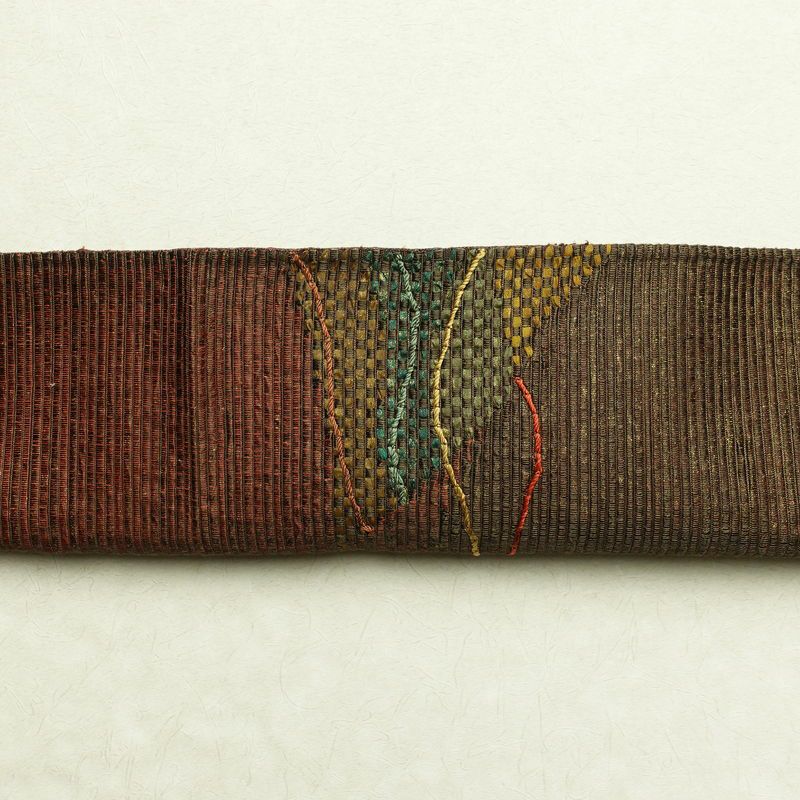 袋帯 太鼓柄 良品 一般用 正絹 幾何学柄・抽象柄 茶_画像15