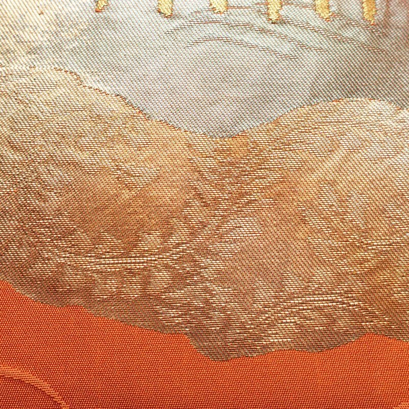 袋帯 六通柄 フォーマル用 正絹 風景柄 箔 橙_画像5