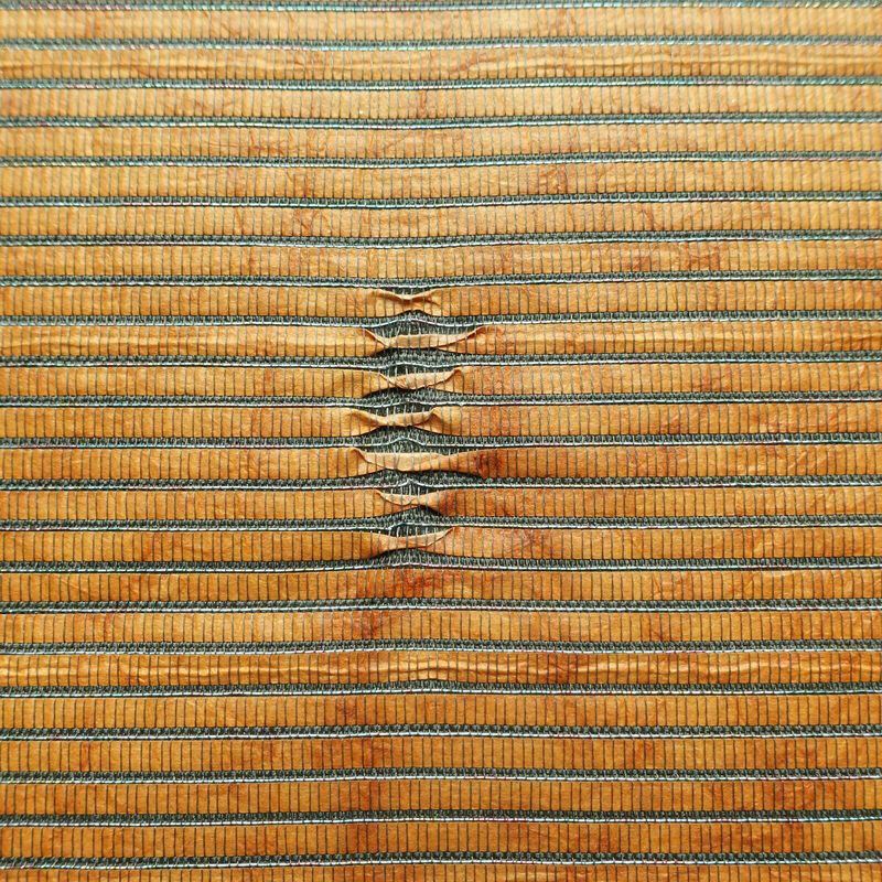 袋帯 六通柄 手引箔 一般用 正絹 幾何学柄・抽象柄 一部しつけ糸付き 茶_画像3