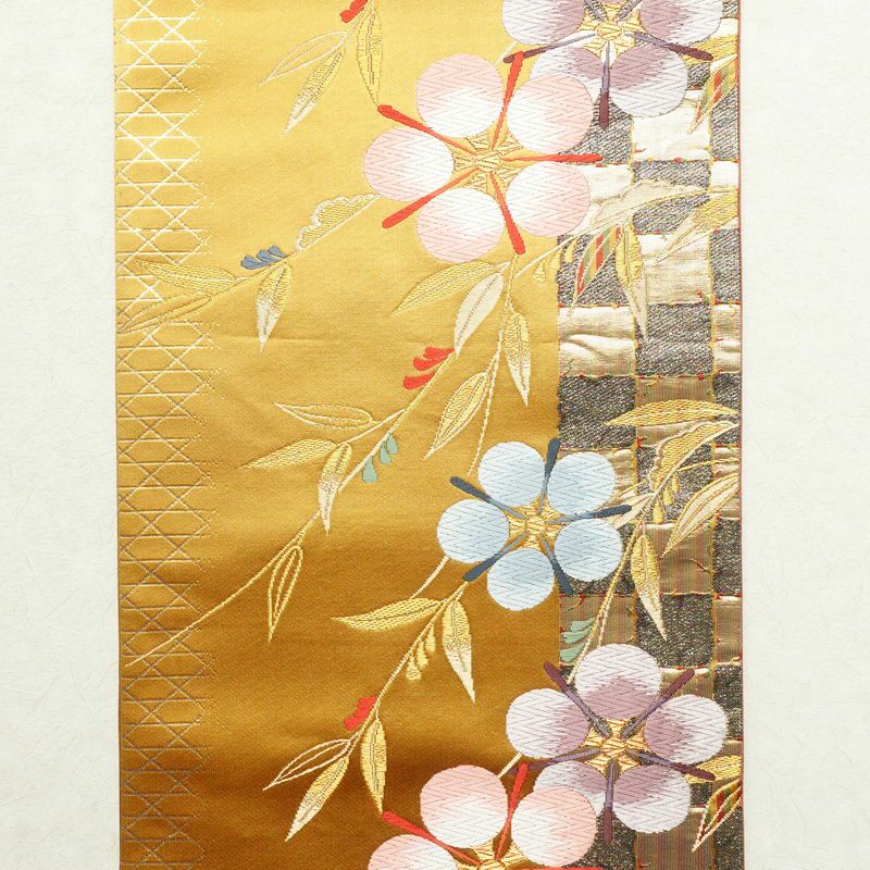 袋帯 六通柄 良品 フォーマル用 正絹 古典柄 刺繍 黄・黄土色_画像9
