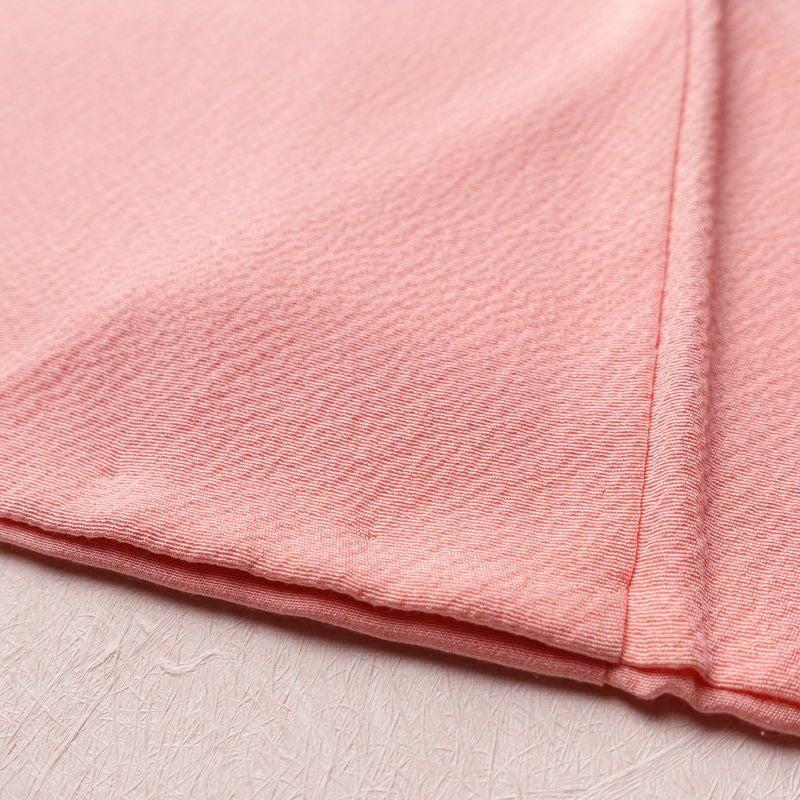 付け下げ 縮緬 正絹 花柄 袷仕立て 身丈165cm 裄丈65cm 附下 着物 ピンク_画像9