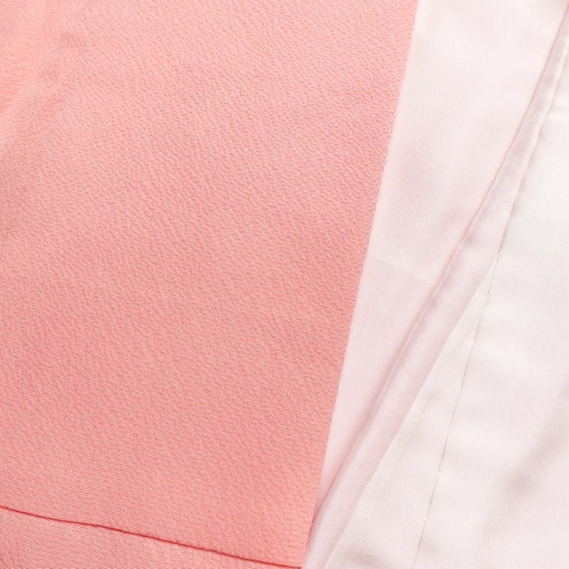 付け下げ 縮緬 正絹 花柄 袷仕立て 身丈165cm 裄丈65cm 附下 着物 ピンク_画像14