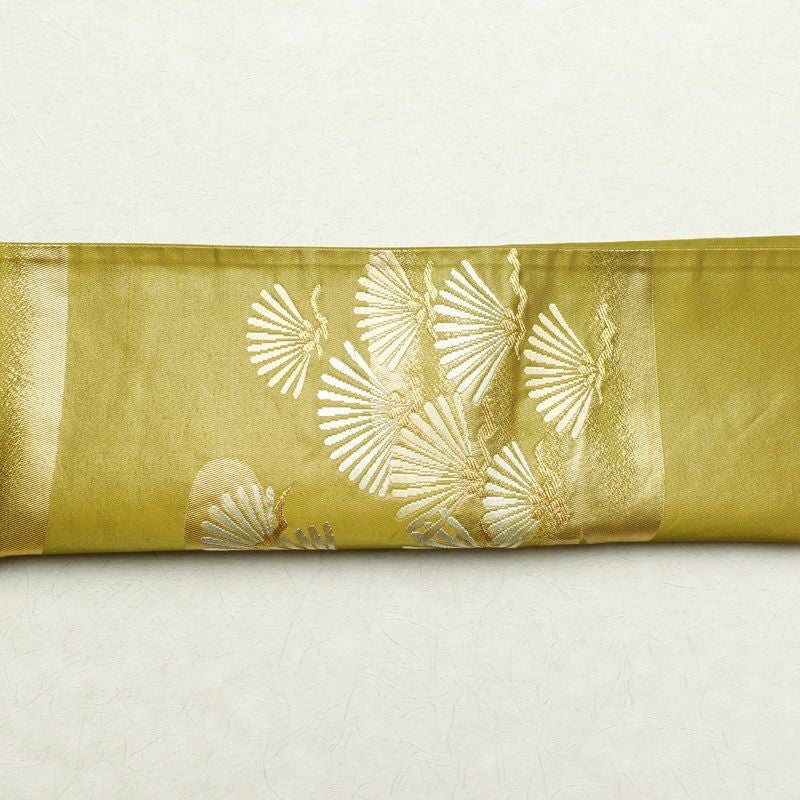 名古屋帯 六通柄 ポリエステル 古典柄 通し仕立て 緑・うぐいす色_画像15