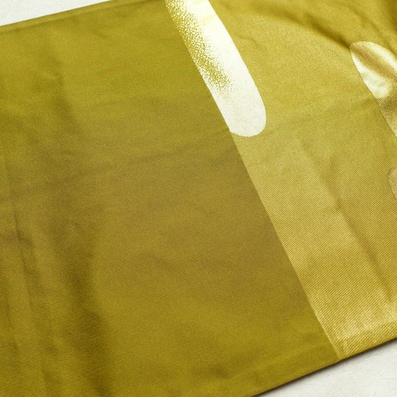 名古屋帯 六通柄 ポリエステル 古典柄 通し仕立て 緑・うぐいす色_画像16