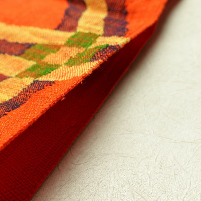 名古屋帯 六通柄 正絹 幾何学柄・抽象柄 松葉仕立て 橙_画像12