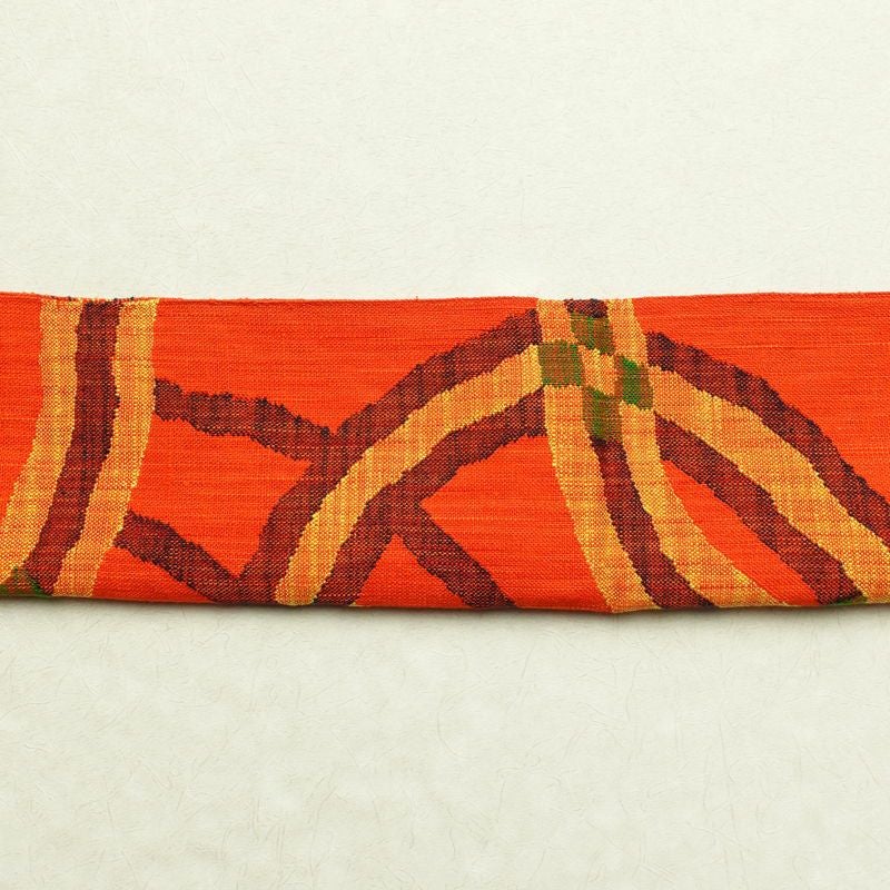 名古屋帯 六通柄 正絹 幾何学柄・抽象柄 松葉仕立て 橙_画像14