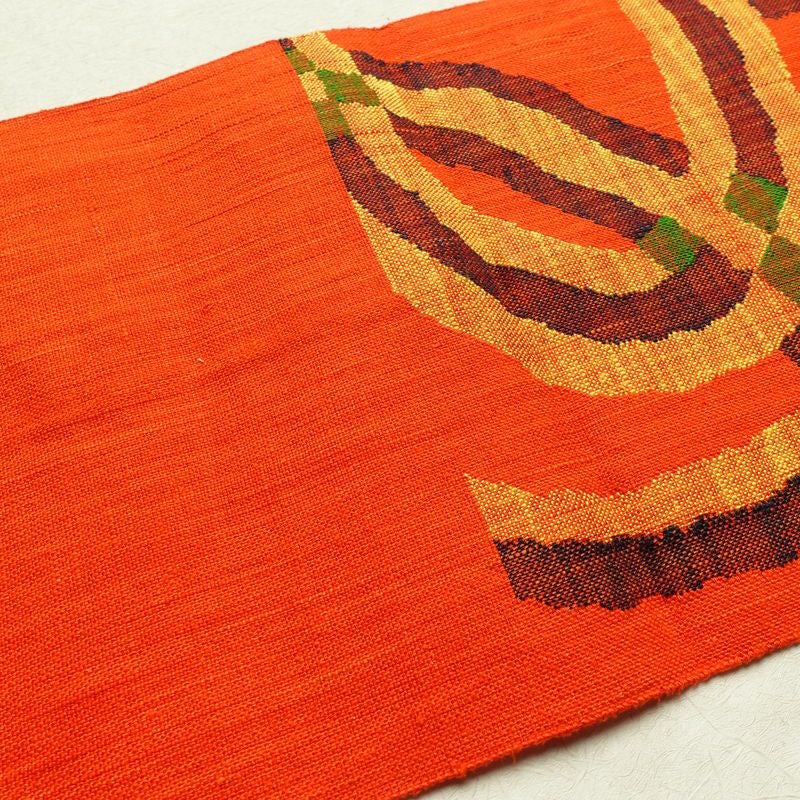 名古屋帯 六通柄 正絹 幾何学柄・抽象柄 松葉仕立て 橙_画像15