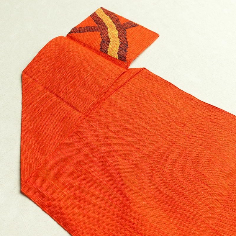 名古屋帯 六通柄 正絹 幾何学柄・抽象柄 松葉仕立て 橙_画像16