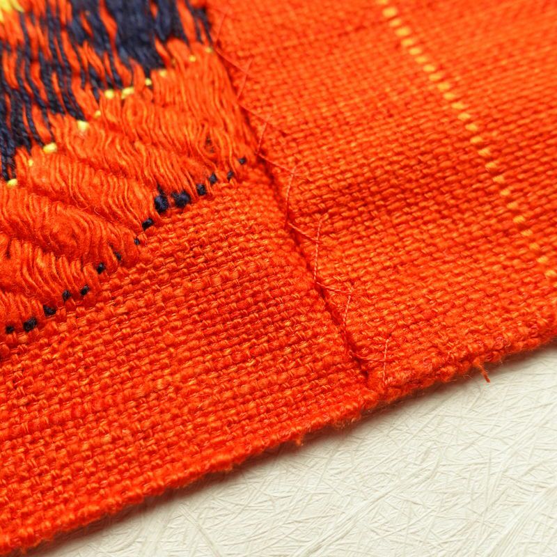 名古屋帯 六通柄 正絹 幾何学柄・抽象柄 松葉仕立て 橙_画像19