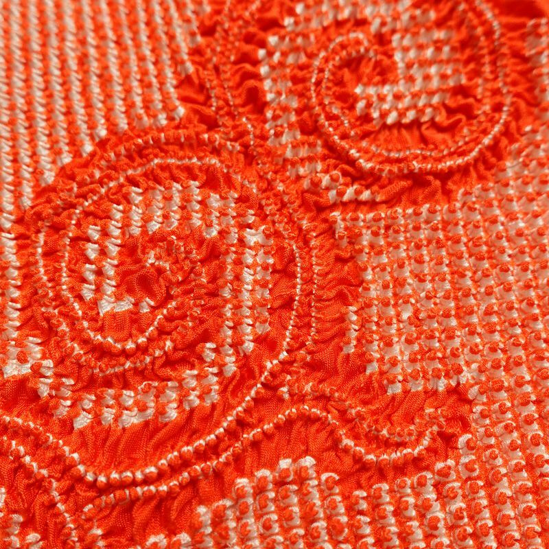 帯揚げ 良品 絞り 正絹 古典柄 赤・朱_画像7