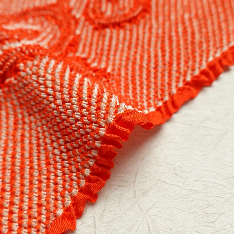 帯揚げ 良品 絞り 正絹 古典柄 赤・朱_画像9