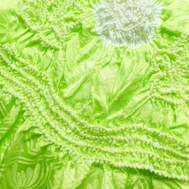 帯揚げ 絞り 正絹 花柄 緑・うぐいす色_画像3