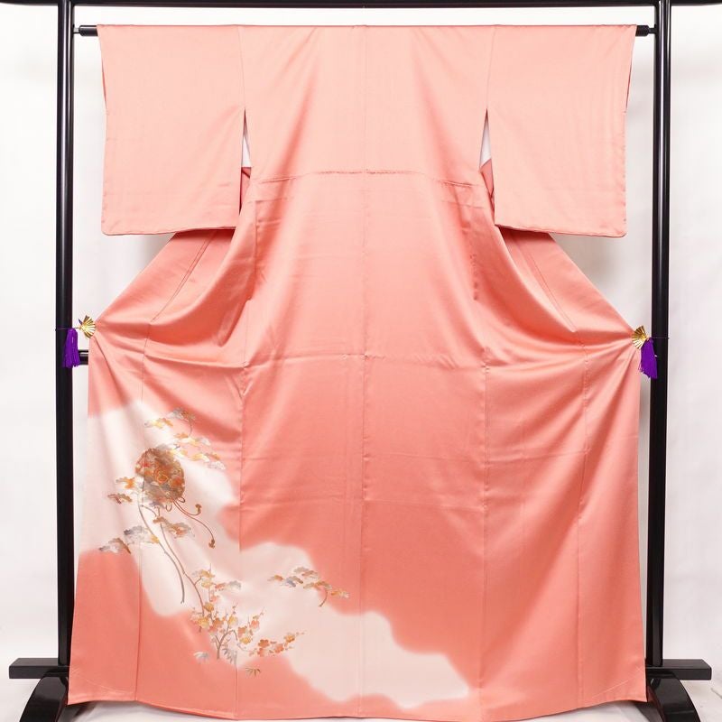 付け下げ 良品 しつけ糸付き 正絹 花柄 袷仕立て 身丈154.5cm 裄丈64cm