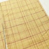 紬 良品 しつけ糸付き 正絹 チェック・格子柄 袷仕立て 身丈174cm 裄丈69.5cm 紬着物 黄・黄土色_画像11