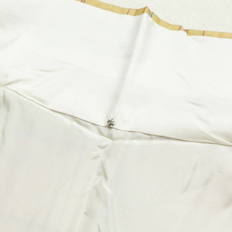 紬 良品 しつけ糸付き 正絹 チェック・格子柄 袷仕立て 身丈174cm 裄丈69.5cm 紬着物 黄・黄土色_画像18