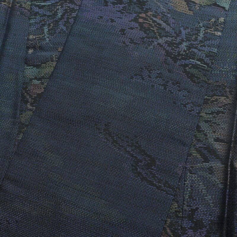 紬 正絹 風景柄 袷仕立て 身丈154.5cm 裄丈67cm 紬着物 青・紺_画像16