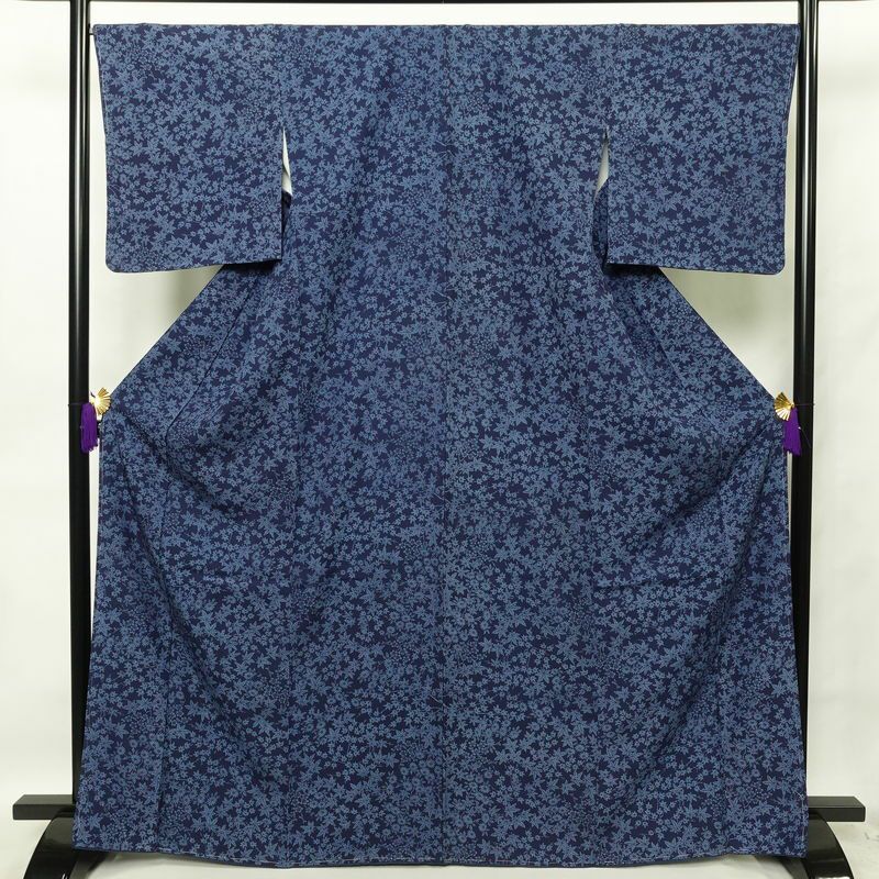 小紋 斉藤三才 落款入り しつけ糸付き 一つ紋付き 縮緬 正絹 その他の