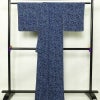小紋 美品 草木引染 しつけ糸付き 縮緬 正絹 木の葉・植物柄 袷仕立て 身丈166.5cm 裄丈68.5cm 小紋着物 青・紺_画像2