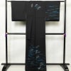 訪問着 良品 しつけ糸付き 正絹 木の葉・植物柄 袷仕立て 身丈170cm 裄丈71cm 箔 附下 着物 黒_画像2