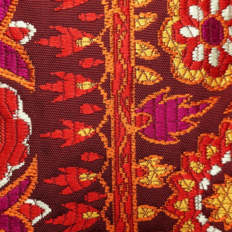 袋帯 六通柄 良品 フォーマル用 正絹 人物・動物柄 小豆・エンジ_画像3