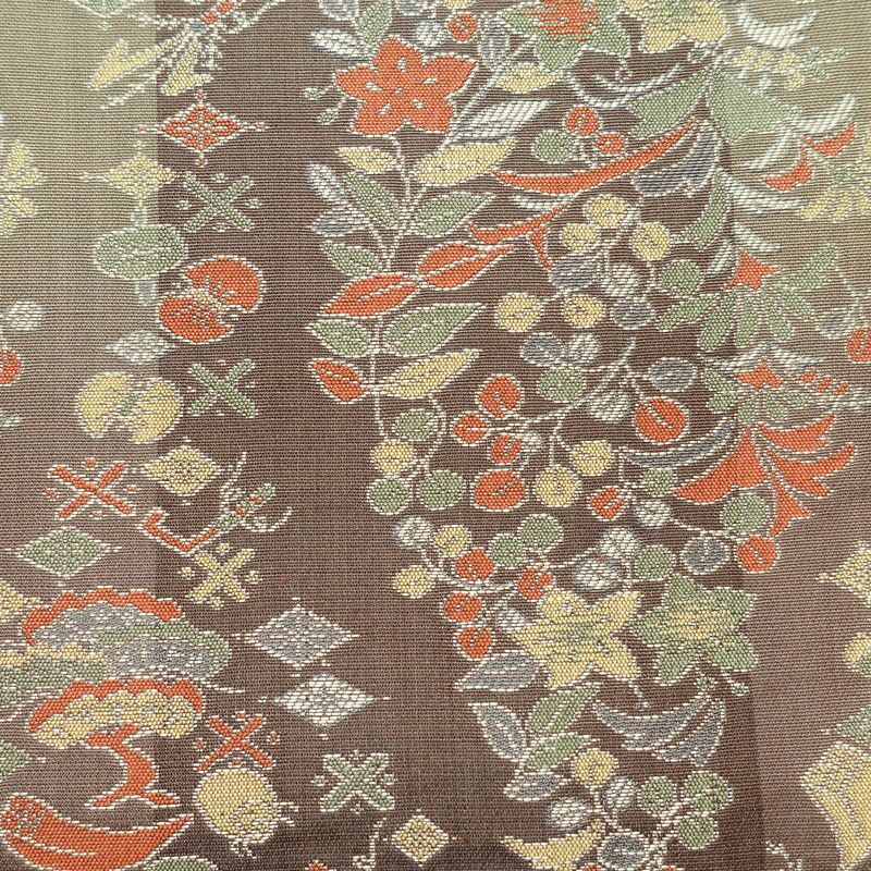 袋帯 全通柄 良品 フォーマル用 正絹 古典柄 茶_画像3