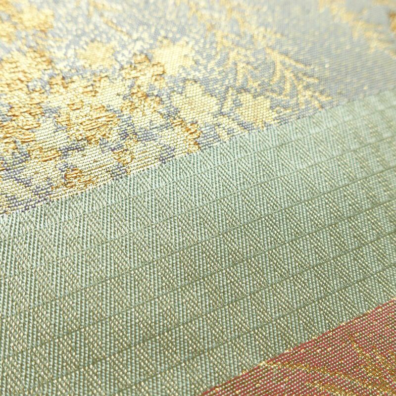 袋帯 太鼓柄 フォーマル用 正絹 古典柄 金糸 緑・うぐいす色_画像6