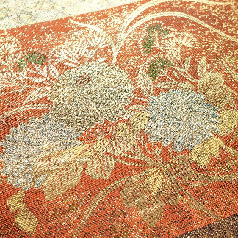 袋帯 佐賀錦本金箔 月匠苑 六通柄 美品 フォーマル用 正絹 古典柄 箔 橙_画像3