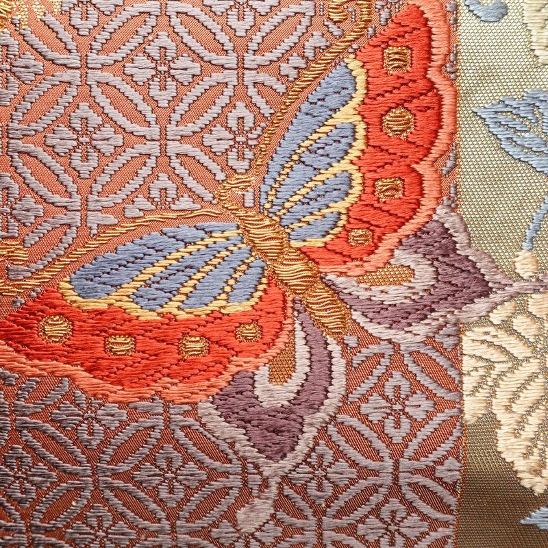 袋帯 六通柄 フォーマル用 正絹 蝶・昆虫柄 多色使い_画像3