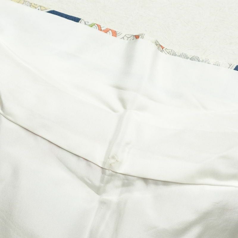 小紋 良品 正絹 人物・動物柄 袷仕立て 身丈155.5cm 裄丈66cm 金彩 小紋着物 青・紺_画像17