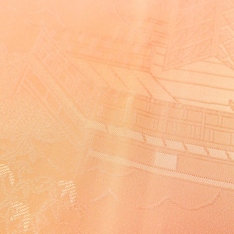 色無地 一つ紋付き 正絹 古典柄 袷仕立て 身丈158.5cm 裄丈65cm 一部しつけ糸付き ぼかし 橙_画像6