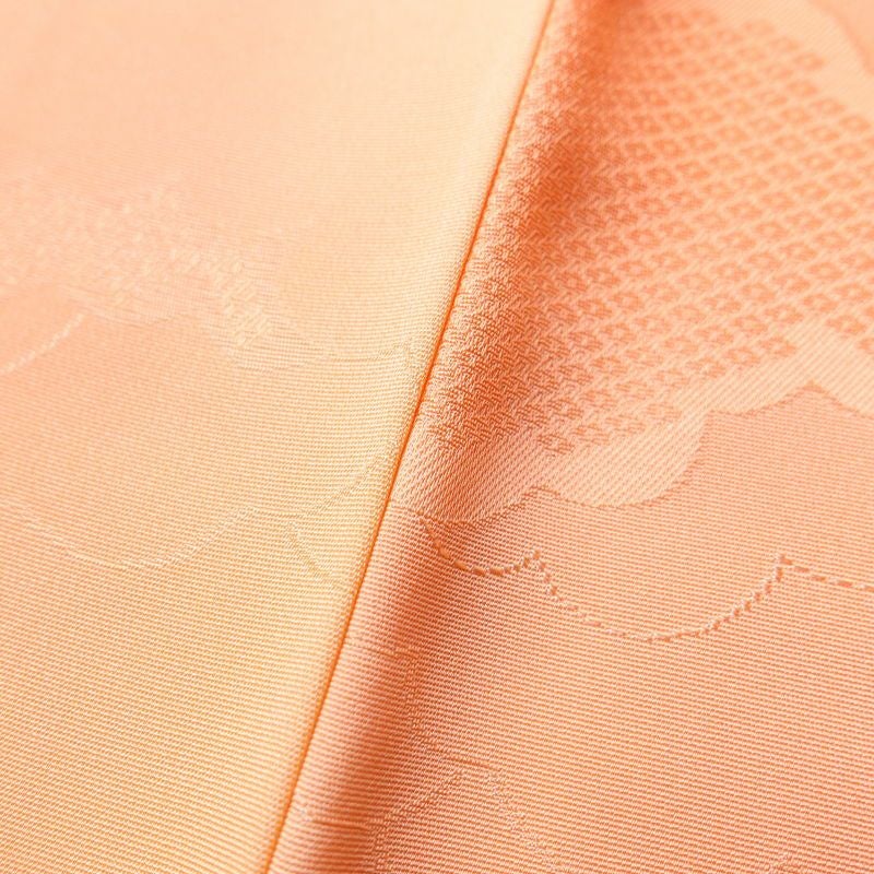 色無地 一つ紋付き 正絹 古典柄 袷仕立て 身丈158.5cm 裄丈65cm 一部しつけ糸付き ぼかし 橙_画像8