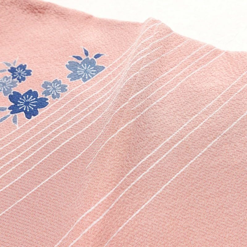 訪問着 良品 田畑喜八 落款入り 縮緬 正絹 木の葉・植物柄 袷仕立て 身丈157.5cm 裄丈64cm 共八掛 刺繍 金糸 フォーマル 着物 ピンク_画像14