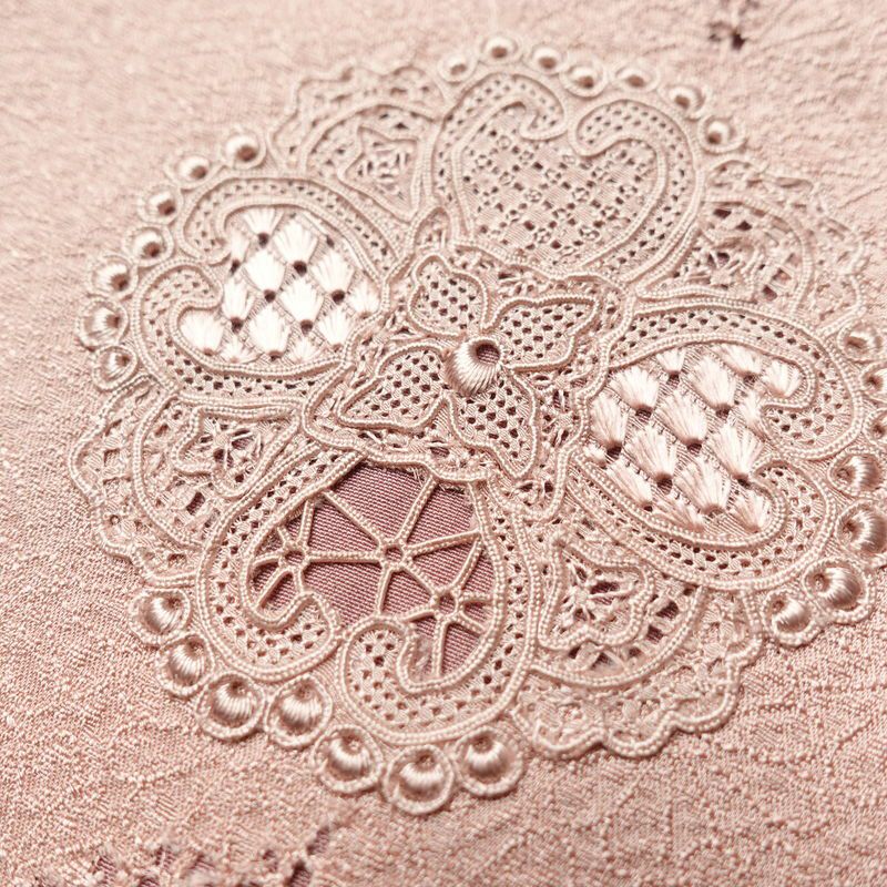 色留袖 スワトウ刺繍 一つ紋付き 正絹 幾何学柄・抽象柄 袷仕立て 身丈157cm 裄丈64cm 着物 ピンク_画像7