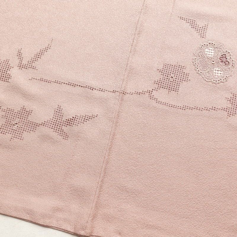色留袖 スワトウ刺繍 一つ紋付き 正絹 幾何学柄・抽象柄 袷仕立て 身丈157cm 裄丈64cm 着物 ピンク_画像11
