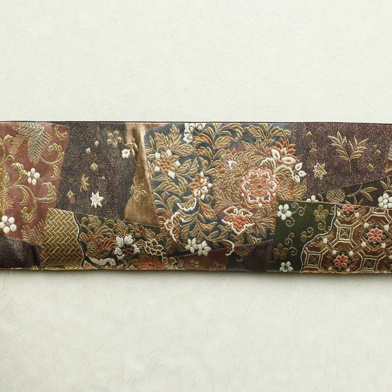 袋帯 六通柄 フォーマル用 正絹 古典柄 箔 茶_画像14