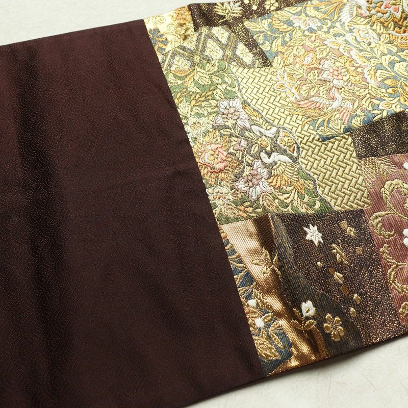 袋帯 六通柄 フォーマル用 正絹 古典柄 箔 茶_画像16