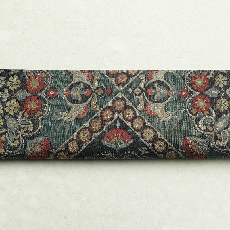 袋帯 六通柄 良品 フォーマル用 正絹 幾何学柄・抽象柄 緑・うぐいす色_画像13