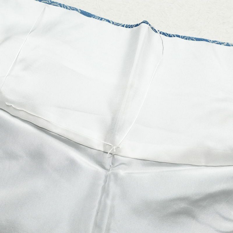 小紋 縮緬 正絹 木の葉・植物柄 袷仕立て 身丈157cm 裄丈63.5cm 小紋着物 青・紺_画像18