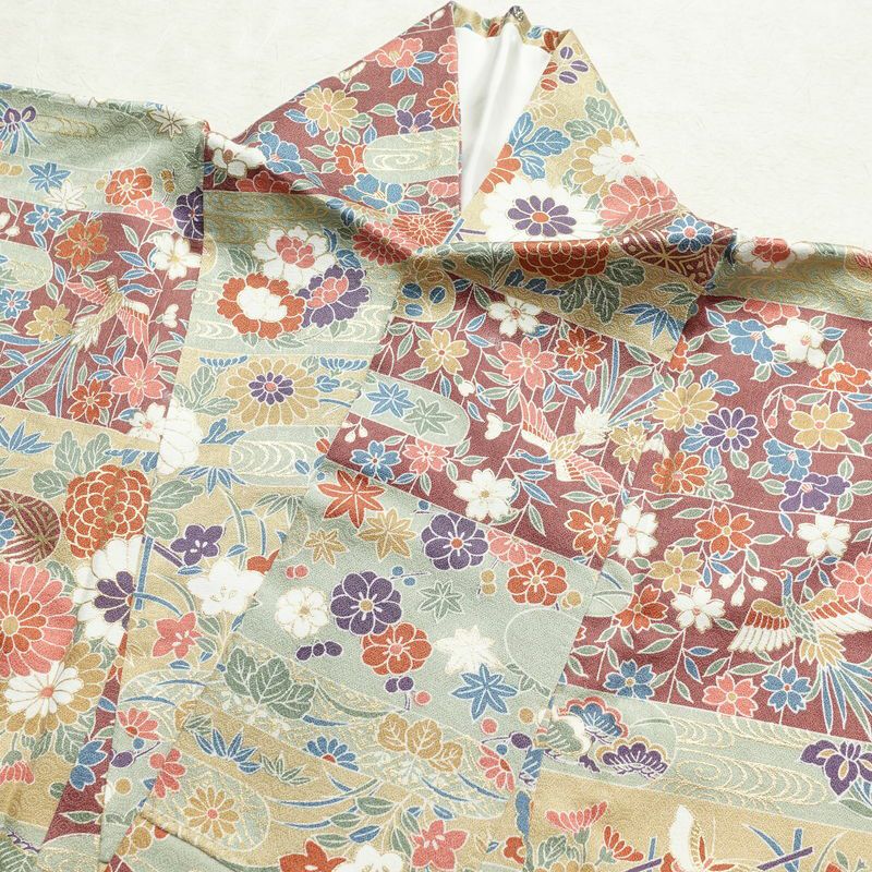 小紋 正絹 古典柄 袷仕立て 身丈155.5cm 裄丈66cm 金彩 着物 多色使い_画像13