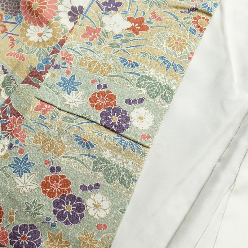 小紋 正絹 古典柄 袷仕立て 身丈155.5cm 裄丈66cm 金彩 着物 多色使い_画像15