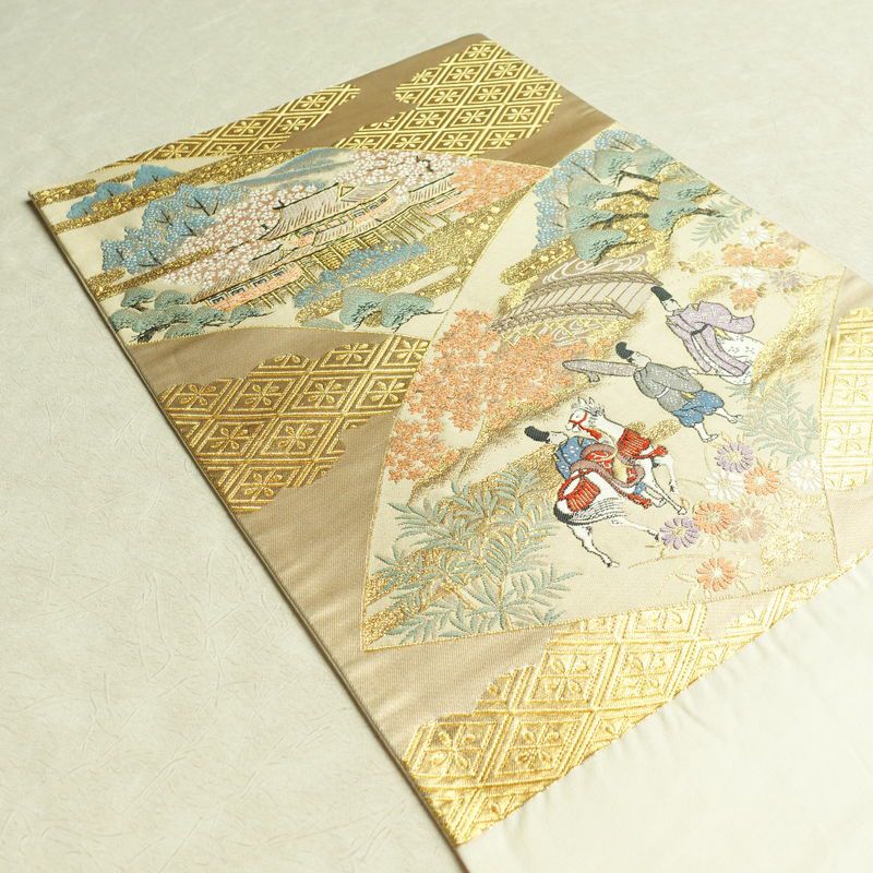 袋帯 六通柄 平安蒔絵 フォーマル用 正絹 古典柄 箔 ベージュ_画像19