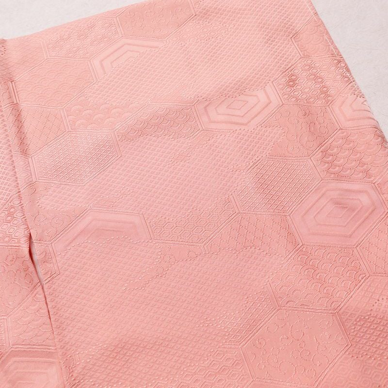 色無地 良品 しつけ糸付き 正絹 古典柄 袷仕立て 身丈155cm 裄丈63cm 着物 ピンク_画像11