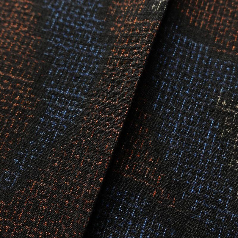 紬 しつけ糸付き 正絹 木の葉・植物柄 袷仕立て 身丈160cm 裄丈67.5cm 紬着物 茶_画像7